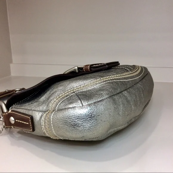 Rare Coach Soho Metallic Goat Leather Y2K Buckle Flap Shoulder Bag - Picture 10 of 17